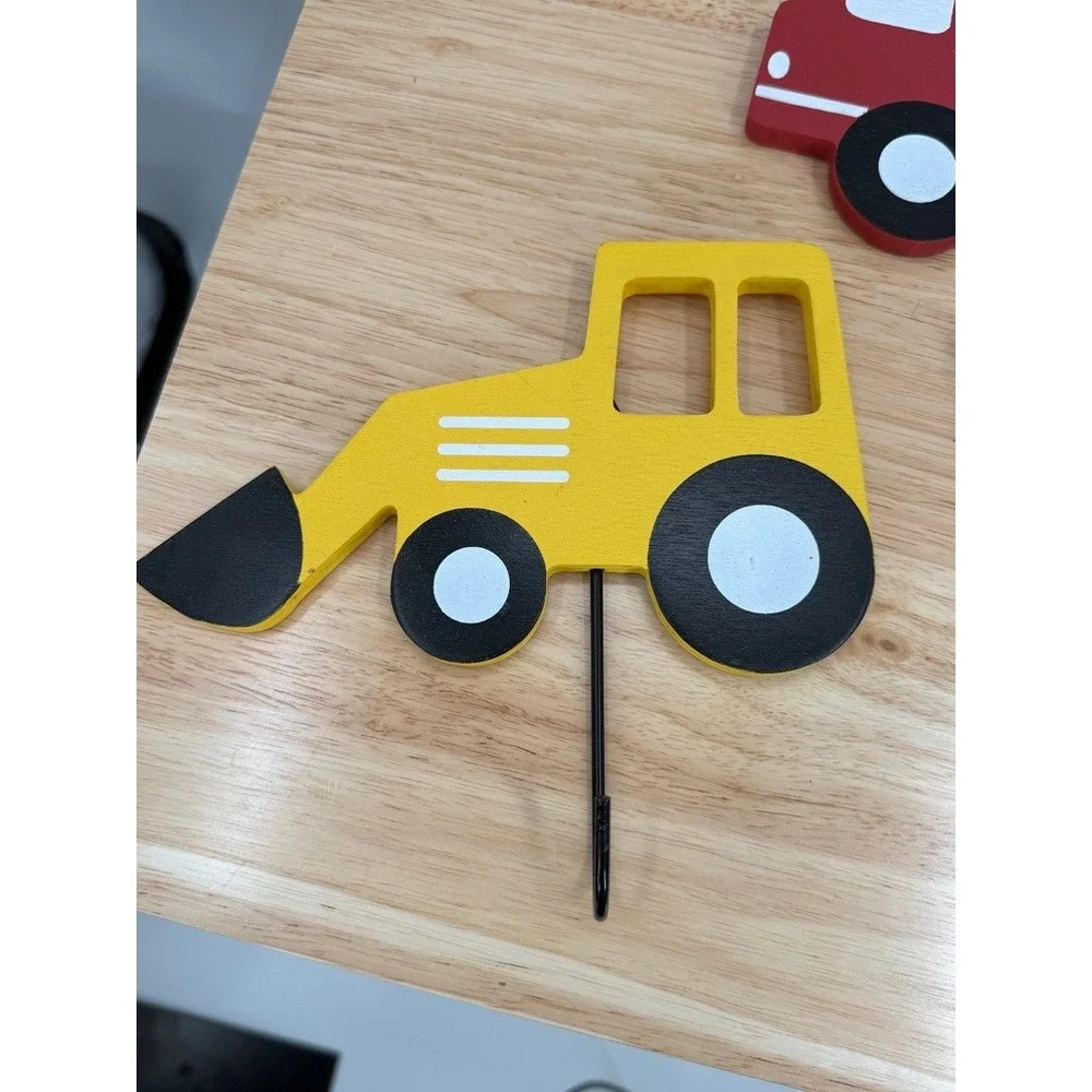 Truck Wall Coat Hooks Set 3 Fire Truck Bulldozer Dump Truck Kids Nursery Decor
